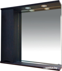 Мебель для ванных комнат Misty шкаф с зеркалом Элвис 85 со светом (левый, венге) фото 1