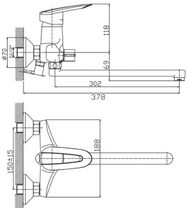 Смеситель для ванны Haiba HB2207