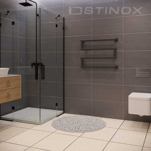 Полотенцесушитель Stinox Optima боковое подключение черный матовый, 60х50 4 перекладины 1, 2 дюйма