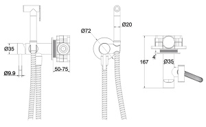 Смеситель встраиваемый Whitecross Y SYSYBI2GL / SYSYBI2GLB с гигиеническим душем, золото