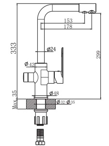 Смеситель для кухонной мойки Lauter Sleek 21CK7691C с подключением фильтра воды