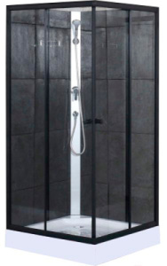 Душевая кабина SANITeco P1SQ80 / P1SQ90 / P1SQ100 черная, 100х100, прозрачный