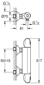 Смеситель для душа Grohe Grohtherm 1000 34143003 термостатический