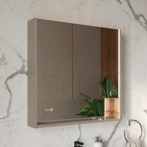 Шкаф-зеркало Equil Gleam LED 80.2D амарок / дуб вотан