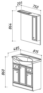 Комплект мебели Belux Адажио 80