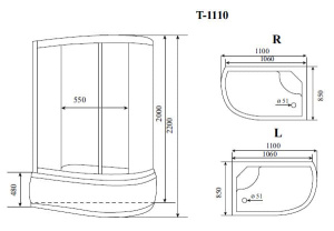 Душевая кабина Timo Standart T-1110 P / T-1120 P, 110х85, тонированный