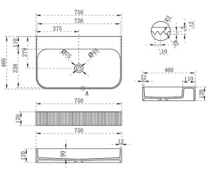 Умывальник Vincea Solid Surface VWB-6SG75MW / VWB-6SG90MW, 75х46