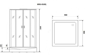 Душевая кабина Niagara NG-6001-01GQ / NG-6002-01GQ, 100х100, прозрачный