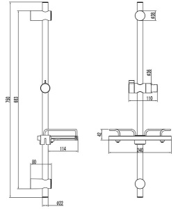 Душевая штанга Lemark Bronx LM3775BL / LM3775GM, черный
