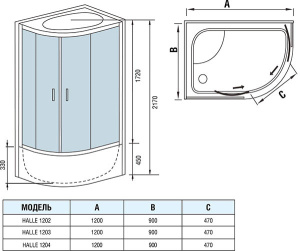 Душевая кабина WeltWasser WW500 Halle 1202 L/R