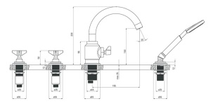 Смеситель на борт ванны Deante Temisto Bronze BQT M14D на 4 отверстия