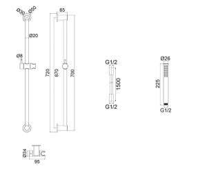 Душевой гарнитур Whitecross SET51MICROCR / SET51MICRONIB, никель брашированный