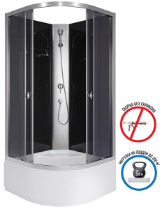 Душевая кабина Niagara Eco E80/40/TN/BK / E90/40/ТN/BK / E100/40/TN/BK, 100х100, тонированный