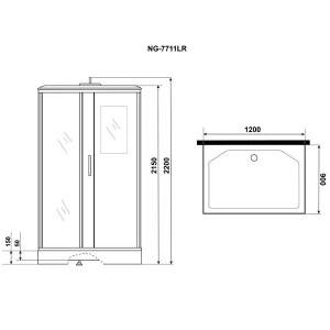 Душевая кабина Niagara NG-7711WL / NG-7711WR, 120х90 L, прозрачный