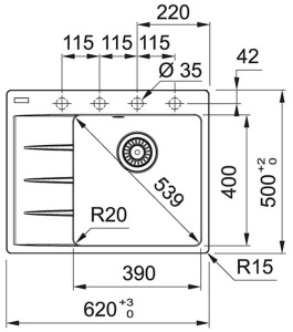 Кухонная мойка Franke CNG 611/211-62 TL, 62х50, оникс
