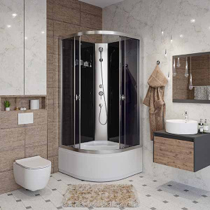 Душевая кабина Niagara Eco E80/40/TN/BK / E90/40/ТN/BK / E100/40/TN/BK, 100х100, тонированный