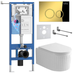 Комплект инсталляции 6 в 1 Roxen StounFix Dual Fresh 968254 с аромадозатором, золото глянцевое