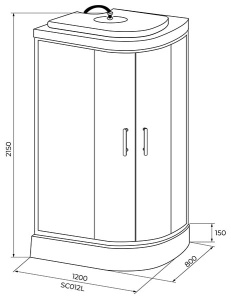 Душевая кабина Iva SC012CML / SC012CMR, 120х80, матовый