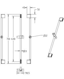 Душевая штанга Milardo Shower Bar 0807000M17 с мыльницей