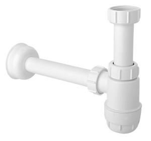 Сифон для умывальника McAlpine HC2 с металлическим донным клапаном Roxen P02 (chrome) с переливом и гофрой