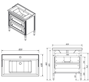 Тумба под умывальник Caprigo Albion Concept 80 34015-TP811 / 90 34018-TP811, 80, бланж