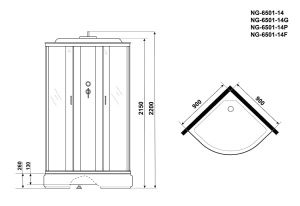 Душевая кабина Niagara NG-6501-14, 90х90, тонированный