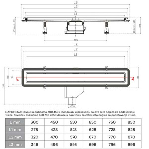 Душевой трап Pestan Confluo Premium Line Gold 2 в 1 двусторонний под плитку, 30 см