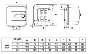 Накопительный водонагреватель Timberk SWH SE1 10 VO / SWH SE1 15 VO / SWH SE1 30 VO, 10 л