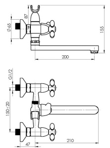 Смеситель для ванны Rubineta Milano-1 (K) (C-20)