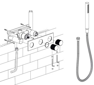Смеситель встраиваемый Omnires Contour CT8035/1GLB (2 функции)