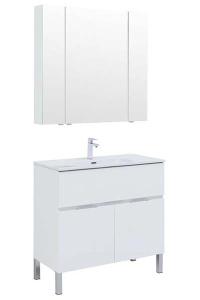 Комплект мебели Aquanet Алвита new 90 / 100 1 ящик 2 двери белый матовый, 100, белый матовый