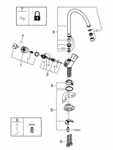 Смеситель для кухонной мойки Grohe Costa L 31812001
