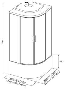 Душевая кабина Iva SC80CM / SC90CM / SC100CM, 100х100, матовый