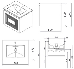 Тумба под умывальник Caprigo Modo Quarta 60 35711-SF023 / 80 35713-SF023 / 100 35715-SF023, 100, бежевый матовый