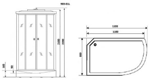 Душевая кабина Niagara NG-903-01 L/R, 120х80 L/тонированный