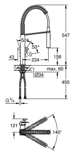 Смеситель для кухонной мойки Grohe Concetto 31491000 / 31491DC0, хром, черный