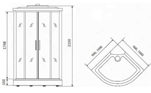 Душевая кабина Timo TE-0709 / TE-0701, 100х100, матовый