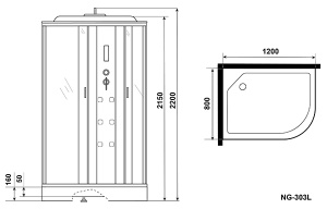 Душевая кабина Niagara Ultra NG-303-01, 120х80/прозрачный с матовой вставкой