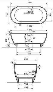 Ванна из искусственного камня Veconi Imperia, 160х75, белый