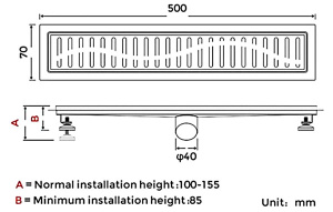 Душевой трап Gappo G85007-39 / G86007-39 / G87007-39 / G88007-39, 50 см