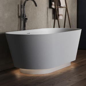 Ванна из искусственного камня Belux Ариэль с подсветкой белый матовый Solid Surface, 170х75