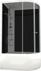 Душевая кабина Domani-Spa Delight 128 high черная тонированная с гидромассажем, 120х80 R, тонированный