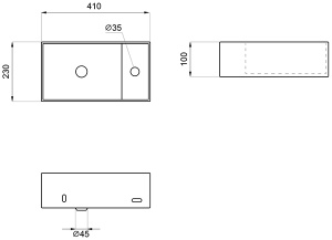 Умывальник Wellsee WC Area 321805000 / 321808000, 41х23 L, черный матовый