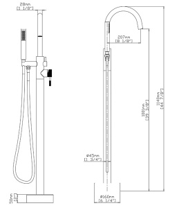 Смеситель для ванны Gid Edessa L070-BM-SDV напольный