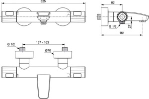 Смеситель для ванны Ideal Standard Ceratherm T100 A7238AA термостатический