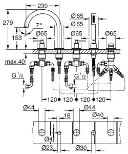 Смеситель на борт ванны Grohe Atrio New 19922003