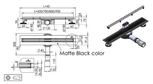 Душевой трап Roxen Black Slim, 60 см
