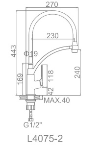 Смеситель для кухонной мойки Ledeme L4075-2 / L4075B-2, хром, черный