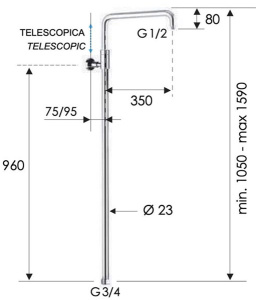 Душевая штанга Remer 330A7DCESDEVBG / 330A7DCESDEVBO / 330A7DCESDEVCFP / 330A7DCESDEVDO / 330A7DCESDEVNO, черный матовый