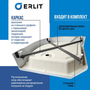 Душевая кабина Erlit ER350926-C3-RUS / ER351026-C3-RUS, 90х90, матовый